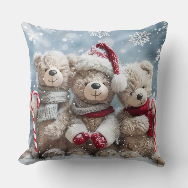 Coussin Cute Christmas Teddy Bear Throw Pillow (Recto)