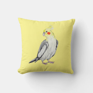 Coussin Cute Cockatiel Aquarelle Parrot.