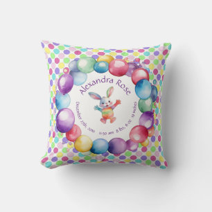 Coussin Cute coloré Aquarelle lapin et Pois