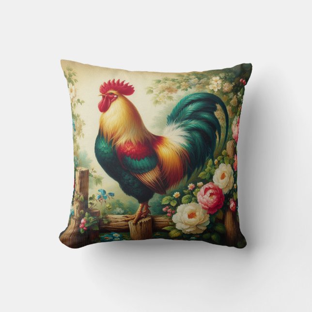 Coussin Cute coq rustique/vintage (Recto)