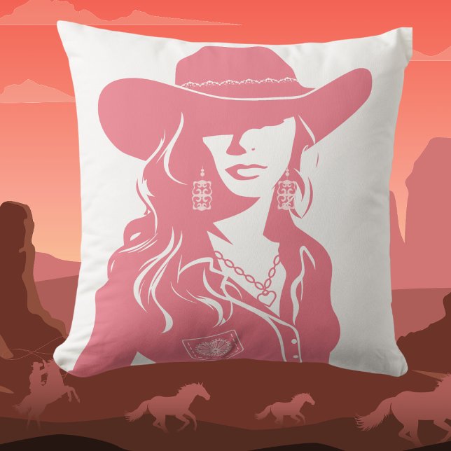 Coussin Cute Coquette Rose Cowgirl Western Chic (Créateur téléchargé)