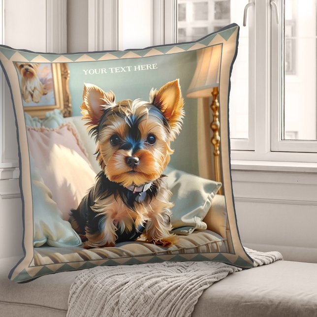 Coussin Cute Corgi Chien Animal Art (Pillow featuring a painting of a cute Corgi dog on a sofa. Beautiful for a dog lover.)