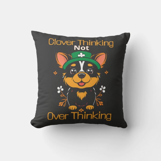 Coussin Cute Corgi St. Patrick's Day Coussin- Personnalisé (Recto)