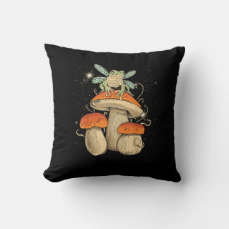 Coussin Cute Cottagecore Mushroom Frog Goblincore Style