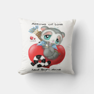 Coussin Cute Cupid Lemur on Heart - Arrows of Love