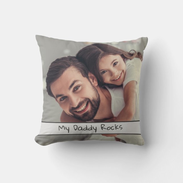 Coussin Cute Custom My Daddy Rocks Photo (Recto)
