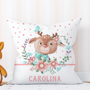 Coussin Cute Deer Floral réversible