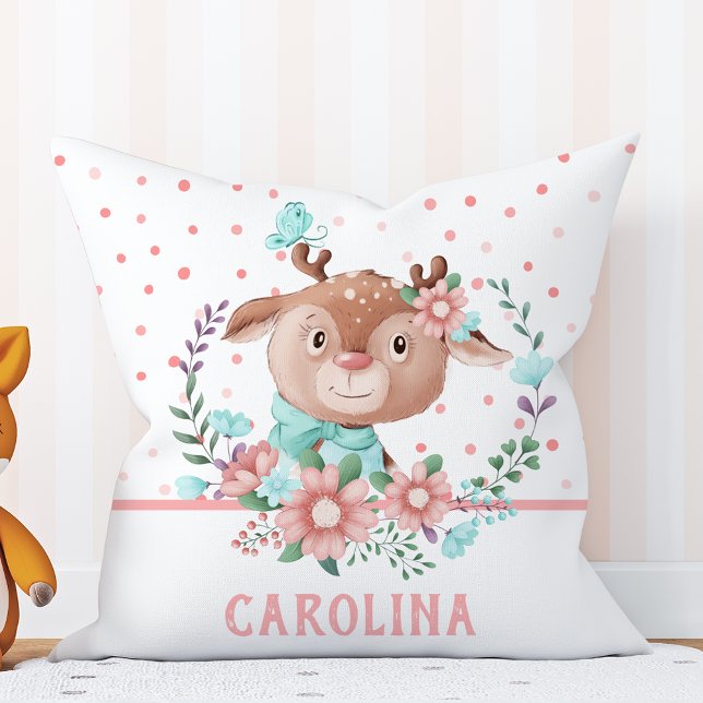 Coussin Cute Deer Floral réversible (Créateur téléchargé)