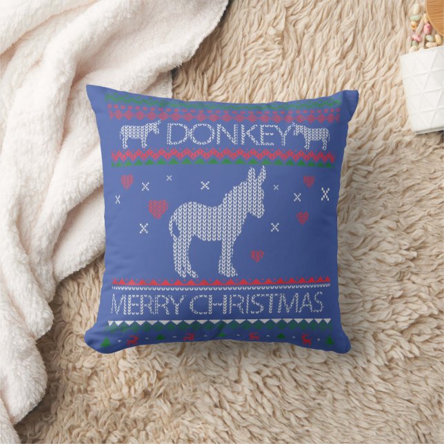 Coussin Cute Donkey Ugly Sweater Christmas Holiday Winter (Couverture)
