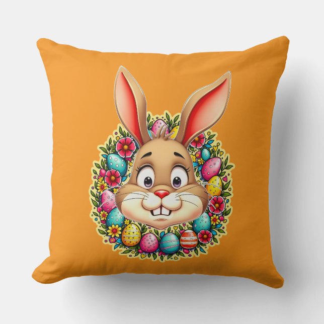 Coussin Cute Easter Bunny – Spring Flowers almofada (Recto)