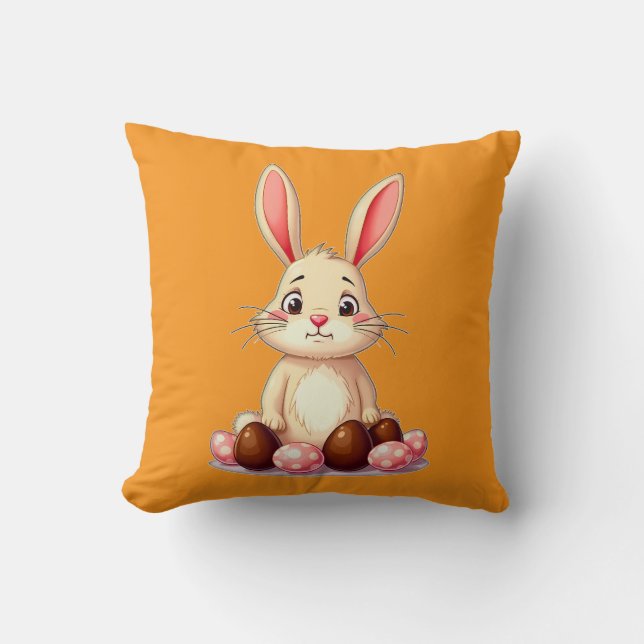 Coussin Cute Easter Bunny with Chocolate Eggs almofada (Recto)