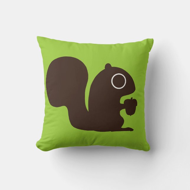 Coussin Cute écureuil sur vert (personnalisable) (Recto)