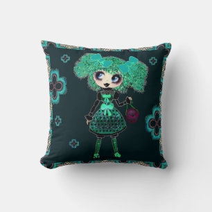 Coussin Cute Emerald Girl Kawaii PinkyP par LeahG