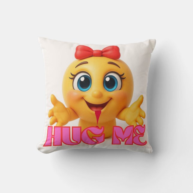 Coussin Cute Emoji Pillow – Kawaii Smile Face Home Decor (Recto)