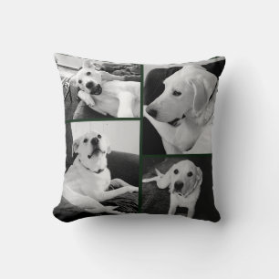 Coussin Cute et Funny Photos de Chien Noir et Blanc Green 
