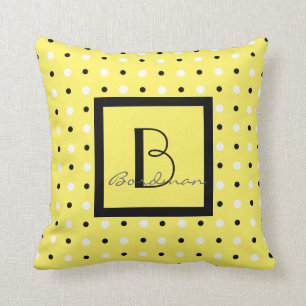 Coussin Cute famille Keepsaké, Jaune avec Pois