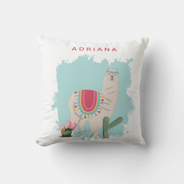 Coussin Cute Fiesta Llama & Cactus Nursery (Recto)