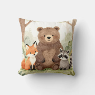 Coussin Cute Forest Friends Ours Renard Raton laveur Aquar