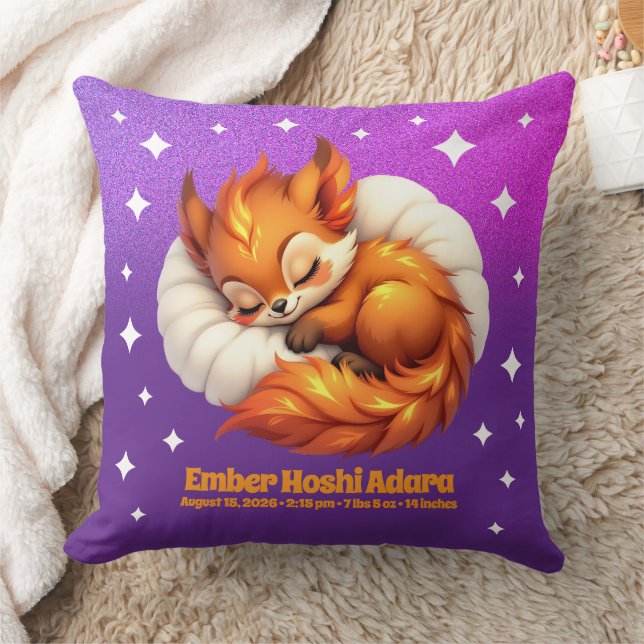 Coussin Cute Fox Cub Asleep in Starry Night Sky Natal (Couverture)