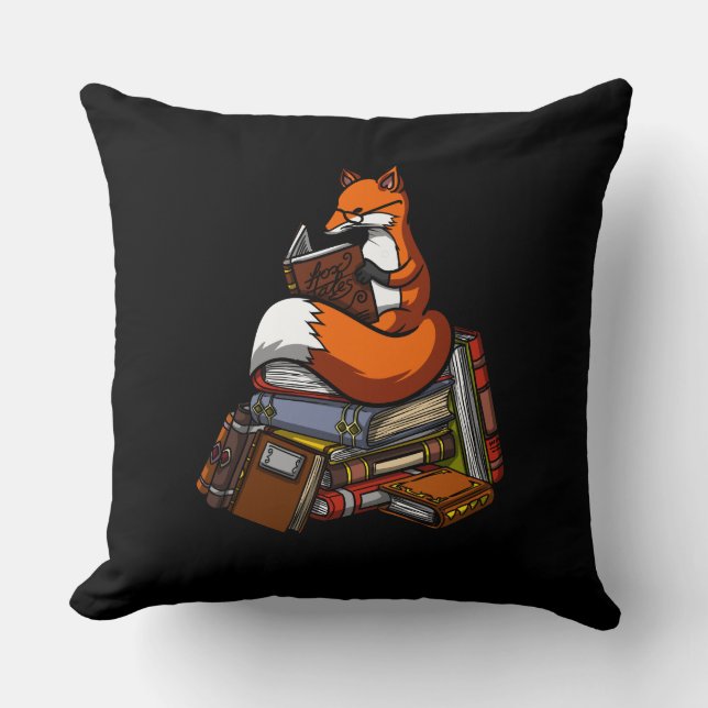 Coussin Cute Fox livre animal de lecture (Recto)