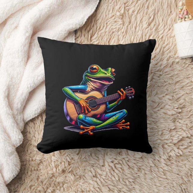 Coussin Cute Frog Jouer une guitare (Couverture)