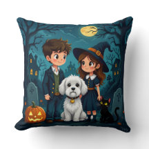 Cute Ghosts, Pumpkins & Bats Decorative Cushion