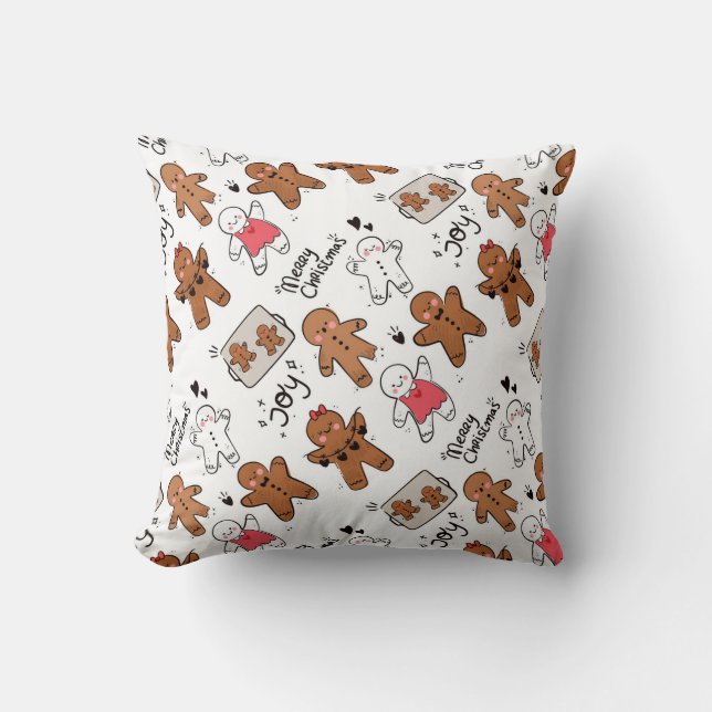 Coussin Cute Gingerbread Men Christmas Joy (Recto)