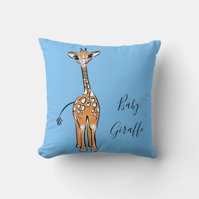 Coussin Cute Giraffe drawing, safari animals (Recto)