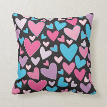 Cute Girly Blue Rose & Purple Hearts Jeter Oreille