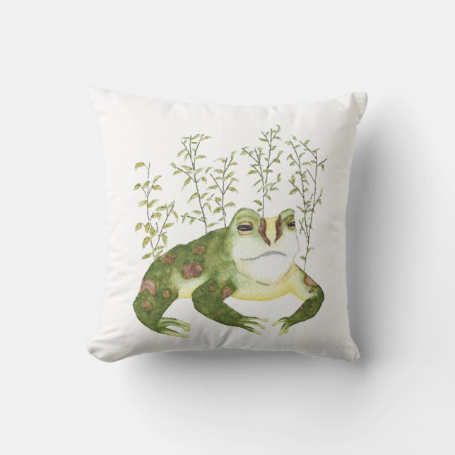 Coussin Cute Green Artisan Aquarelle Frog (Recto)