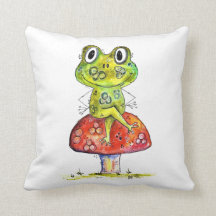 Cute Grenouille verte Whimsical sur Toadstool