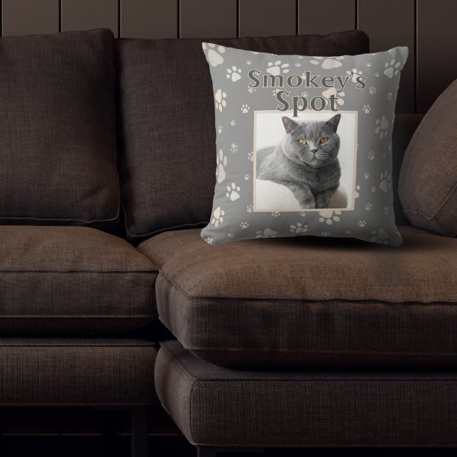 Coussin Cute Grey Chat Personnalisé Animaux de compagnie N (Créateur téléchargé)