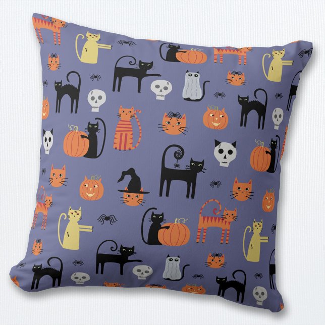 Coussin Cute Halloween Chat Éffrayant (Cute Halloween Cat throw pillow)