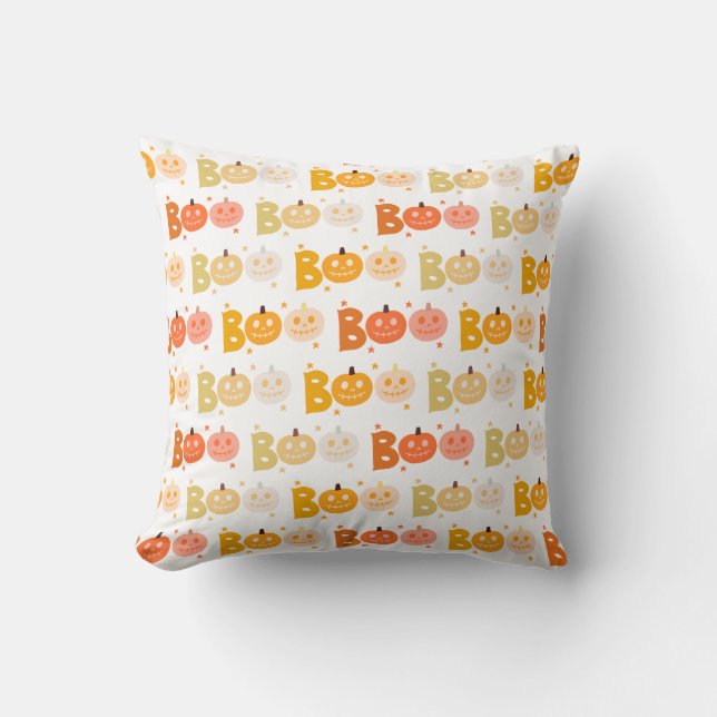 Coussin Cute Halloween Éffrayant Boo Citrouille Déplaisant (Recto)