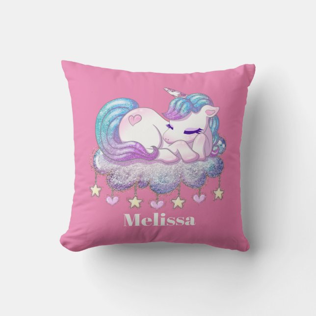 Coussin Cute Imaginaire licorne ajouter nom décoration de  (Recto)