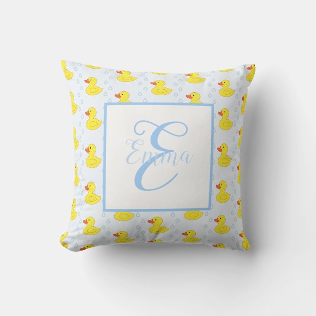 Coussin Cute Jaune Canard Motif Monogramme Baby Girl (Recto)