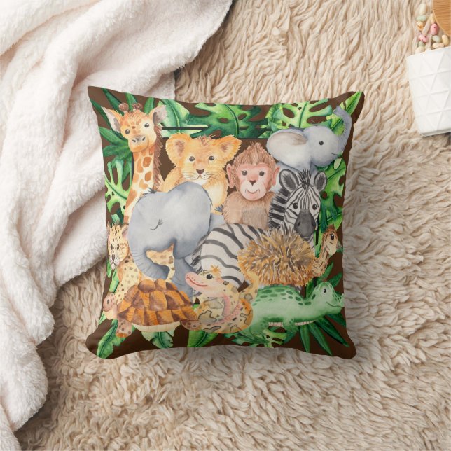 Coussin Cute Jungle Safari animal personnalisé (Couverture)
