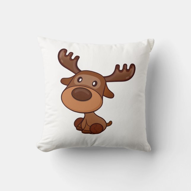 Coussin Cute Kawaii Moose Elk Deer Funny Alaska Moose ak (Recto)