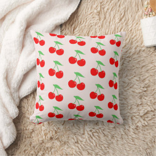 Coussin Cute Kids Cherry Motif avec Arrière - plan rose cl