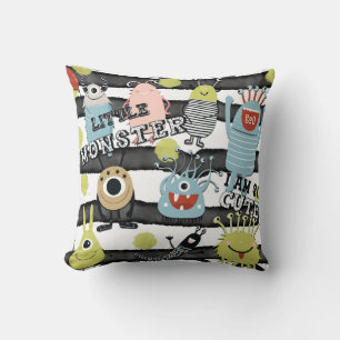 Coussin Cute Little Monsters Moderne Chic Aquarelle Bande