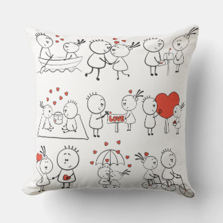 Coussin Cute Love Doodle Couple Moments