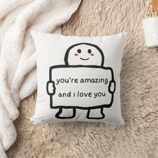 Coussin Cute Love Note Character Throw Pillow