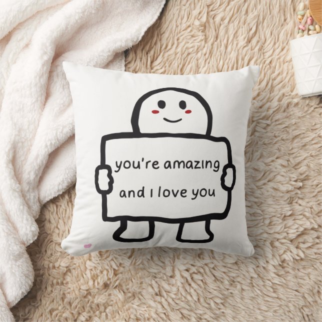 Coussin Cute Love Note Character Throw Pillow (Couverture)