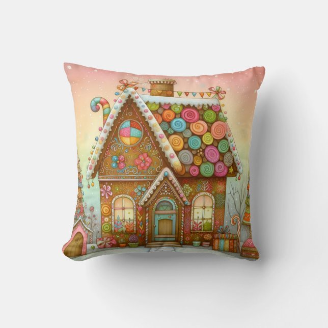 Coussin Cute, maison de pain d'épices (Recto)