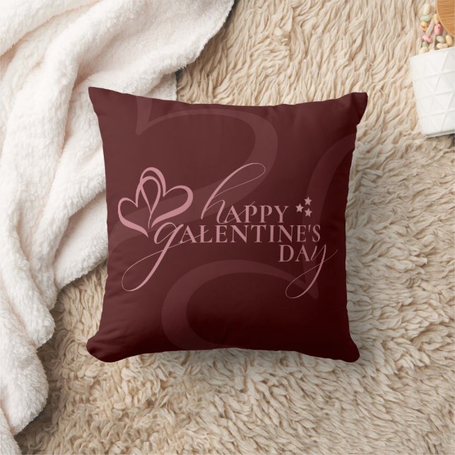 Coussin Cute Minimal Modern Maroon Script Galentine's Day (Couverture)