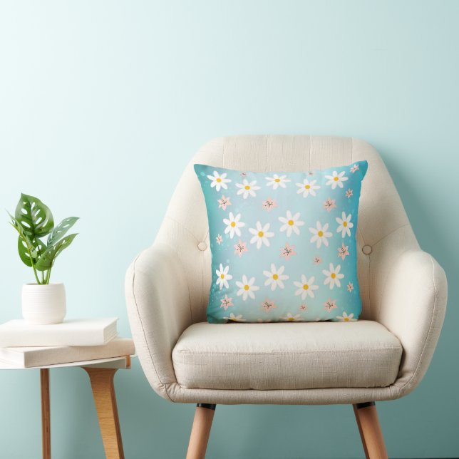 Coussin Cute Modern Daisy Fleur de lys Rustique transparen (Chaise)
