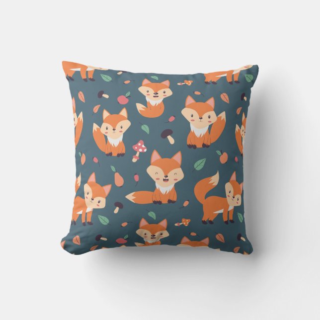 Coussin Cute Motif Orange Fox (Recto)