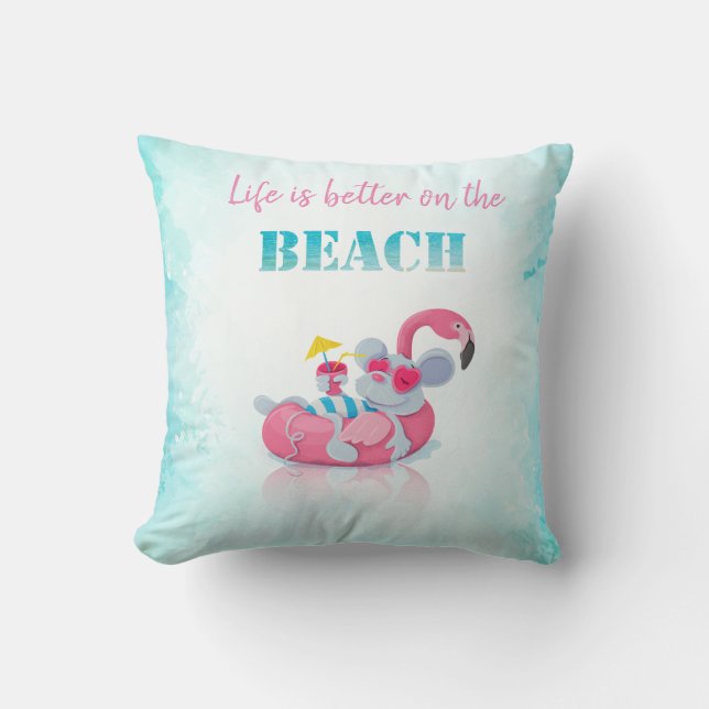 Coussin Cute Mouse Plage élégante (Recto)