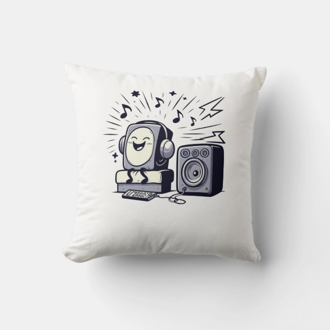 Coussin Cute Music Lover – Fun Cartoon Music Pillow (Recto)
