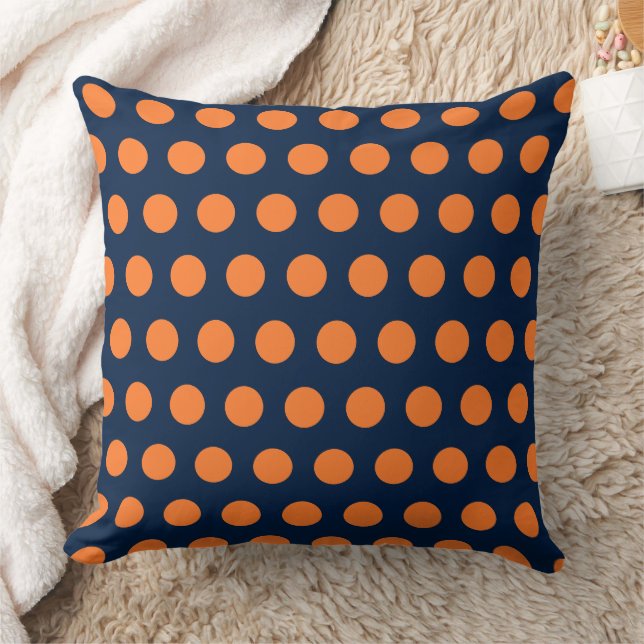 Coussin Cute Navy Blue Orange Pois (Couverture)